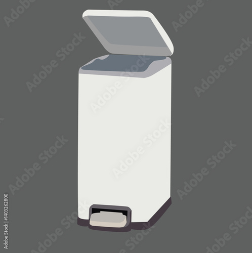 pedal bin trash. Open trash can. Metal container