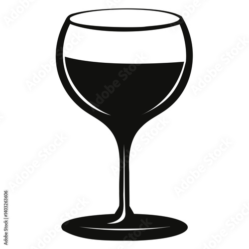 Black Wine Glass Outline Minimalistic Silhouette Design for Transparent Use