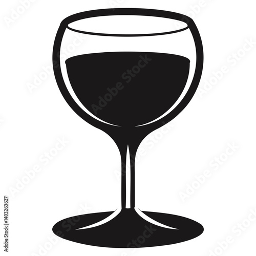 Simple Wine Glass Silhouette with Liquid Vector Illustration on Clear Background
