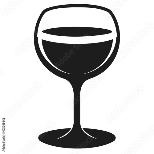 Black Wine Glass Outline Minimalistic Silhouette Design for Transparent Use