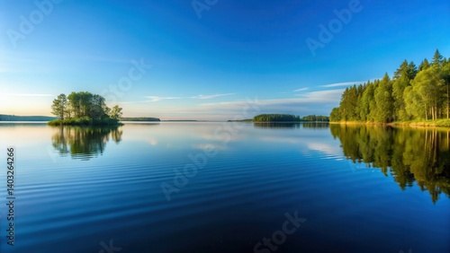 A serene reflection of a clear sky with a slight ripple on the lake's surface, creating a sense of movement and tranquility , clear water, serenity