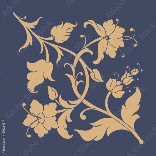 Vector azulejo tile stencil element. Ceramic mosaic mediterranean ornament motif.