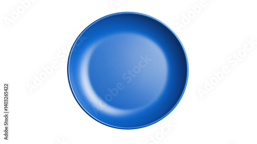 empty blue  plate isolated on white background , transparent png 