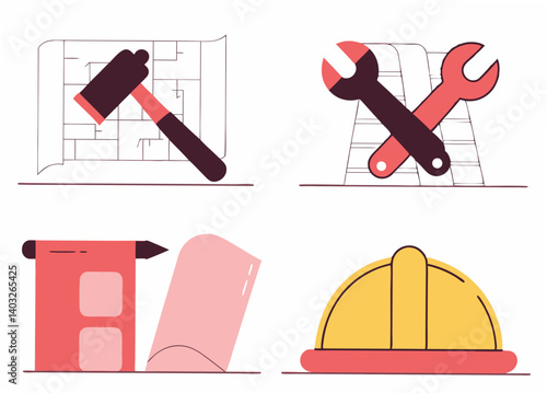 vector illustration of a set of tools
