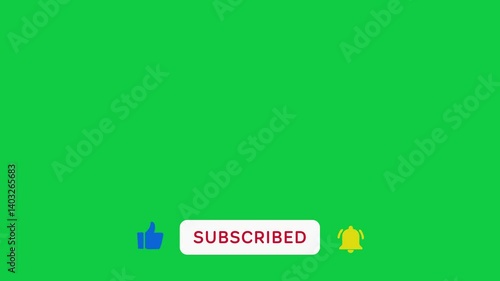 Like and subscribe buttons on bottom of screen over chroma key.