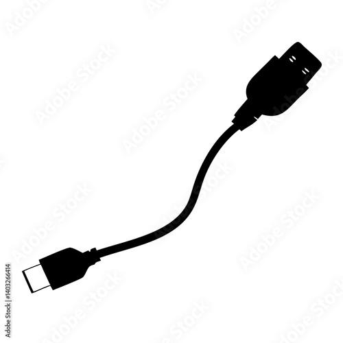 usb cable icon, usb cable silhouette vector illustration-simple silhouette illustration of usb cable, perfect for usb cable logos and icons