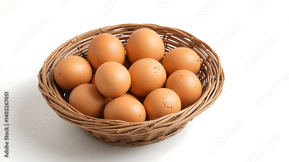 organic eggs in a basket isolated on white back organic eggs in a basket isolated on white back