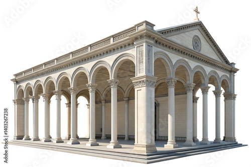 colonnade of the cathedral 3d rendering isolated on white background
