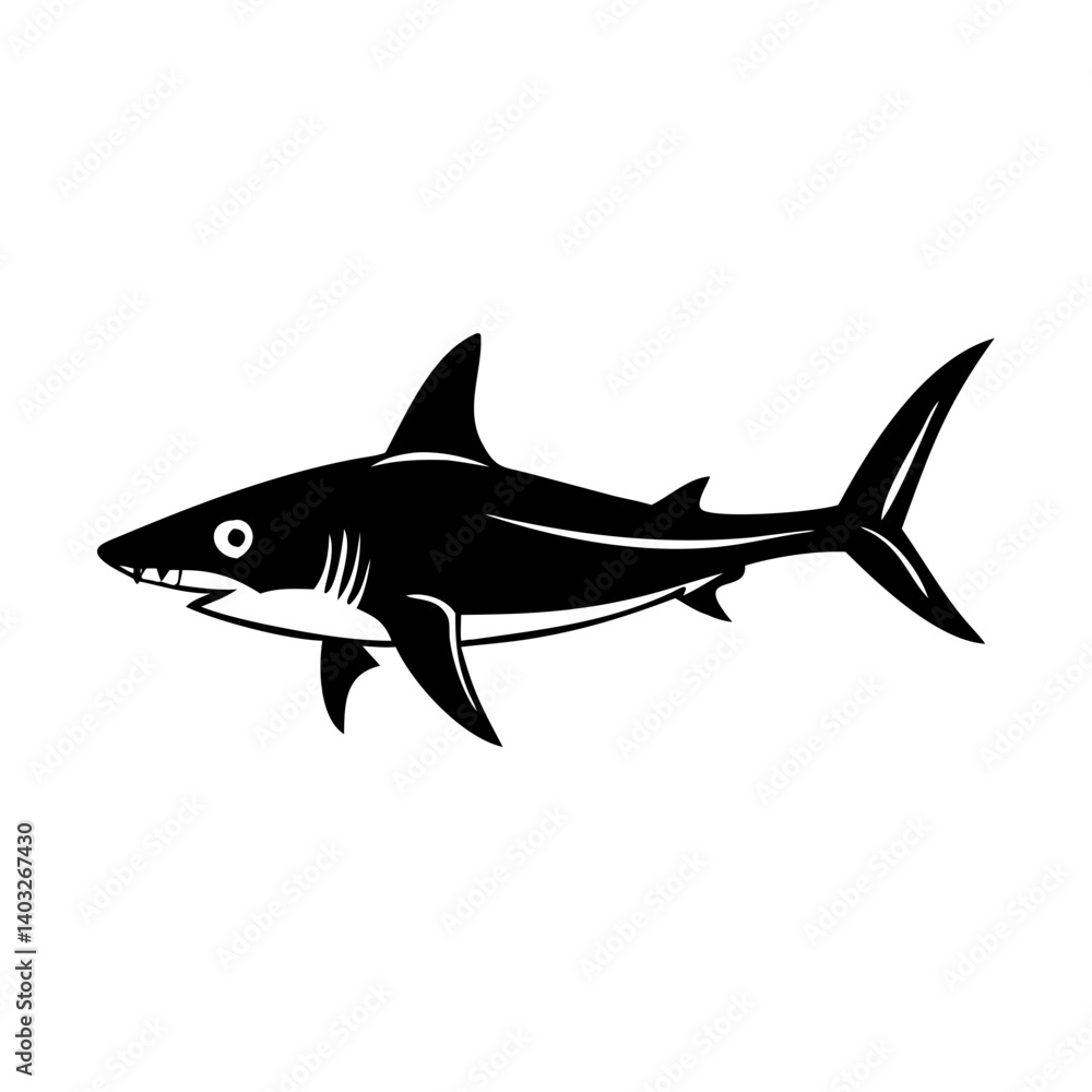 Fototapeta premium mako shark icon, mako shark silhouette vector illustration-simple silhouette illustration of mako shark, perfect for mako shark logos and icons