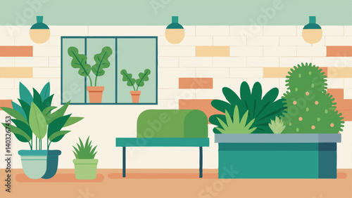 A small plant wall or garden area for patients to enjoy while waiting.