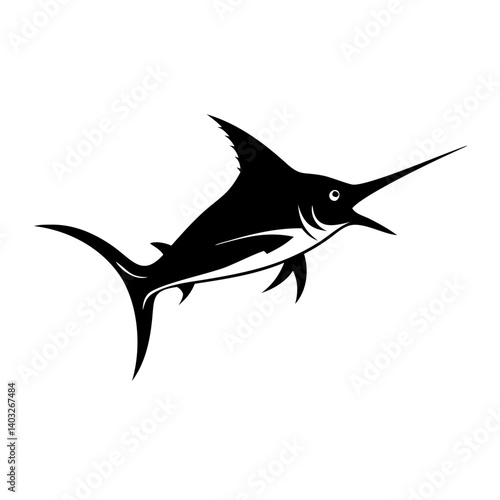 blue marlin icon, blue marlin silhouette vector illustration-simple silhouette illustration of blue marlin, perfect for blue marlin logos and icons