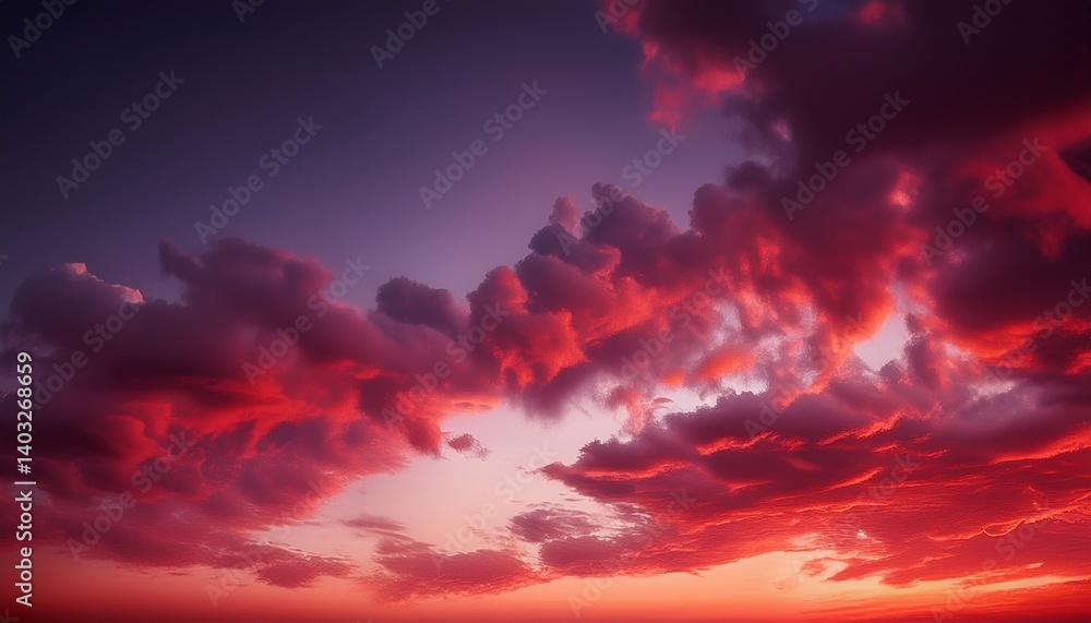 Fototapeta premium Red cloud texture background. Blurred photo of red sky with clouds. Generated image