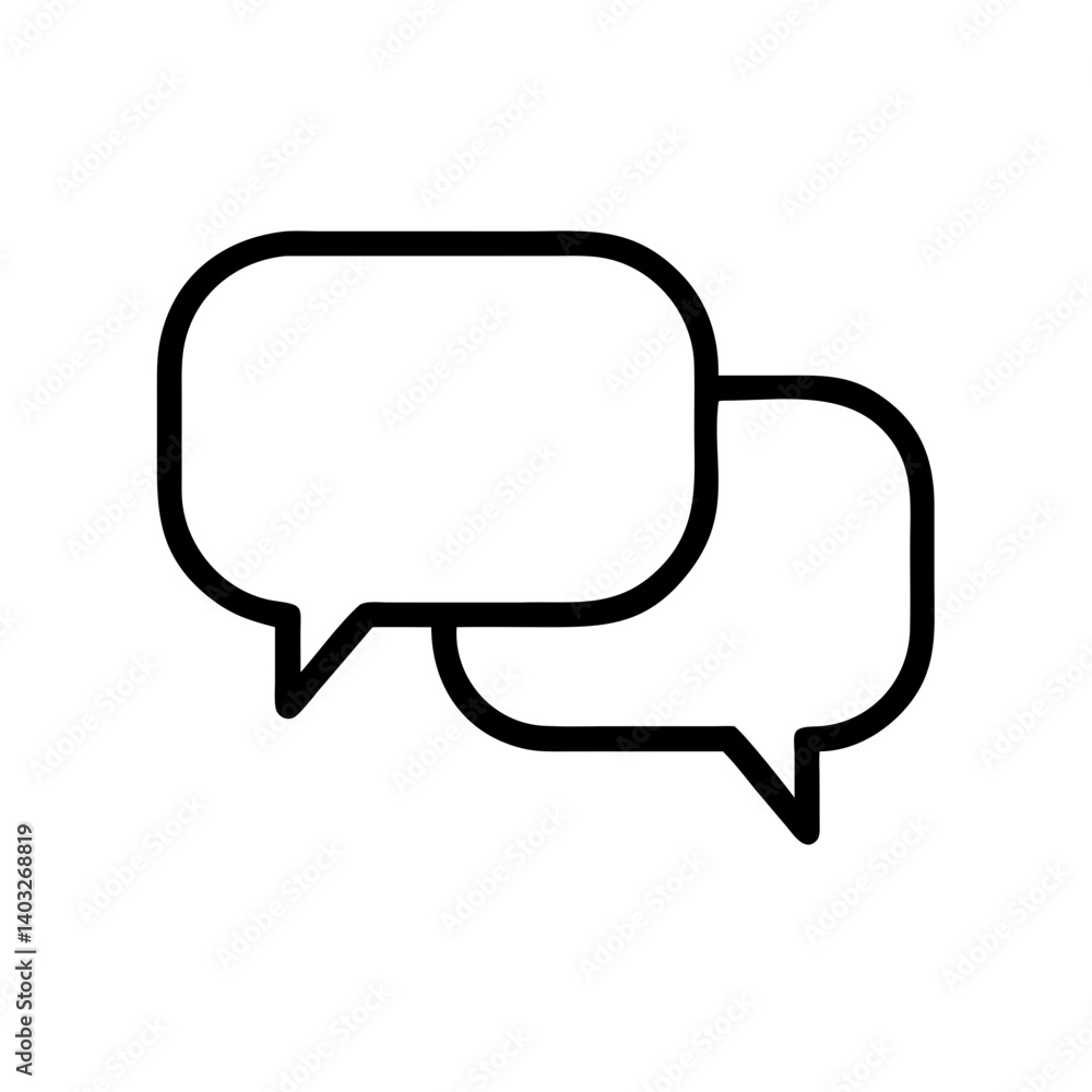 Chat with teacher icon in speech bubbles, communication concept, black and white design Chat with teacher icon in speech bubbles, communication concept, black and white design