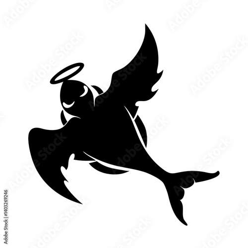 angel shark icon, angel shark silhouette vector illustration-simple silhouette illustration of angel shark, perfect for angel shark logos and icons