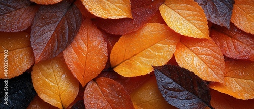 Obraz na płótnie Colorful autumn leaves in shades of orange, yellow, and brown create a vibrant background w salonie