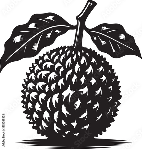 Jack-fruit with black vector and silhouettes