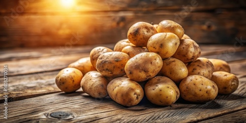 A cluster of potatoes sits atop a rustic wooden table, with some bruised and others unblemished