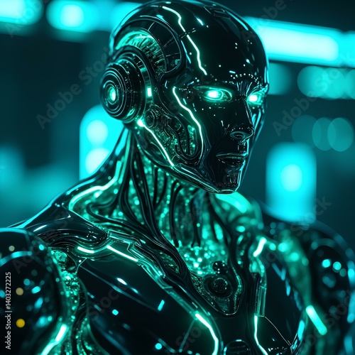the futuristic robot with advanced technology, glowing accents, and intricate mechanical details.
