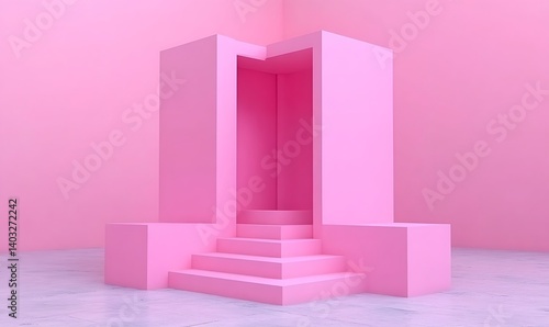 Pink Minimalist Architectural Steps and Platform