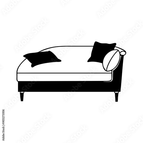 daybed icon, daybed silhouette vector illustration-simple silhouette illustration of daybed, perfect for daybed logos and icons