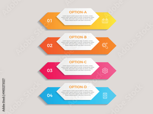 Infographic elements design template, 4 steps or options, can be used for web and workflow layout, diagram, annual report, Creative banner and more. Vector art and illustration.