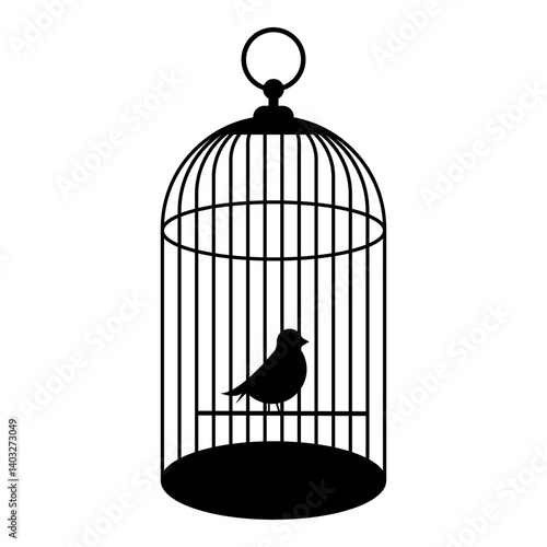 Bird in cage icon isolated on white background