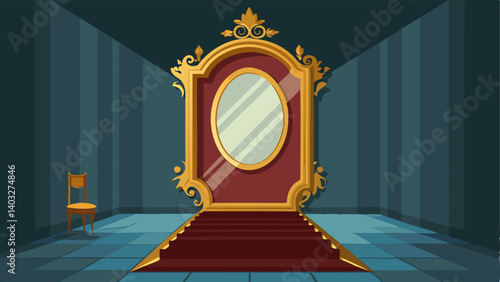 A statement mirror with a gilded frame adding a touch of elegance and glamour to a spacious foyer.