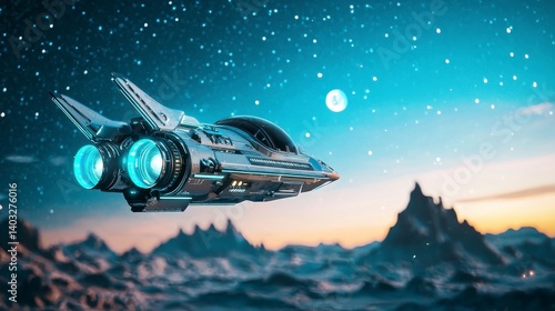 Wallpaper Mural Futuristic Spacecraft in Flight Torontodigital.ca