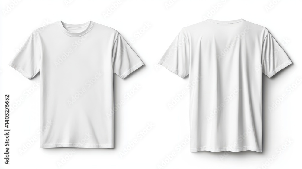 Blank T Shirt color white template front and back view on white background. Blank T Shirt color white template front and back view on white background.