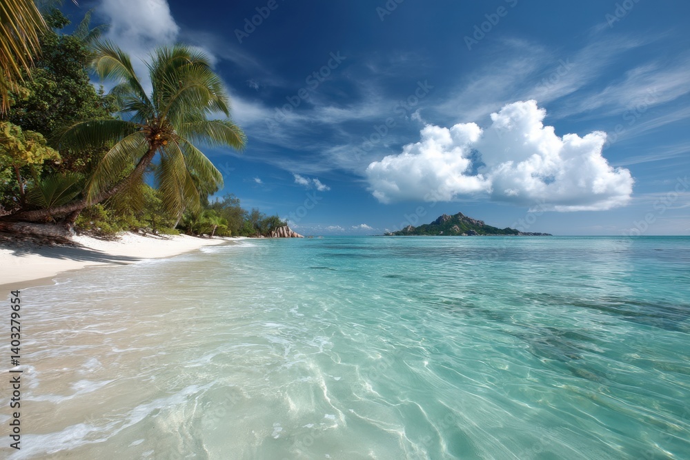 Fototapeta premium Tropical beach paradise. White sand, turquoise water.