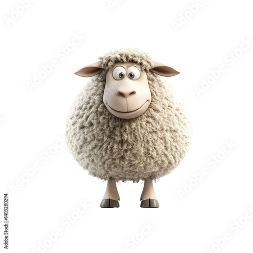Cheerful Cartoon Sheep, 3D Rendered Fluffy Farm Animal