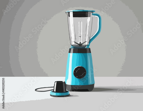 Appareil mélangeur avec récipient en verre isolé sur fond blanc. Rendu réaliste 3D de Blender électrique