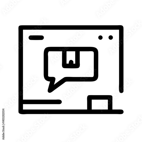 E-learning icon illustration with package and speech bubble on a white background, educational design 