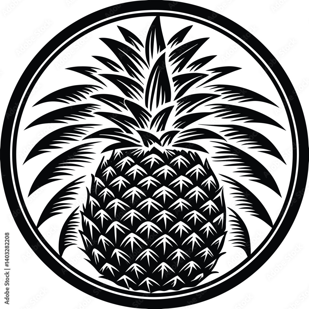 Obraz premium Pineapple silhouette icon vector image (6).eps