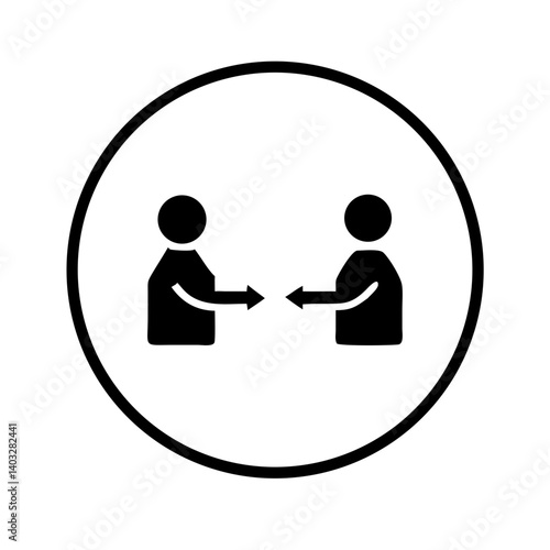 Collaboration icon, minimalist design, teamwork symbol, interaction graphic