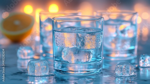 Wallpaper Mural Refreshing Ice Water Glasses Torontodigital.ca