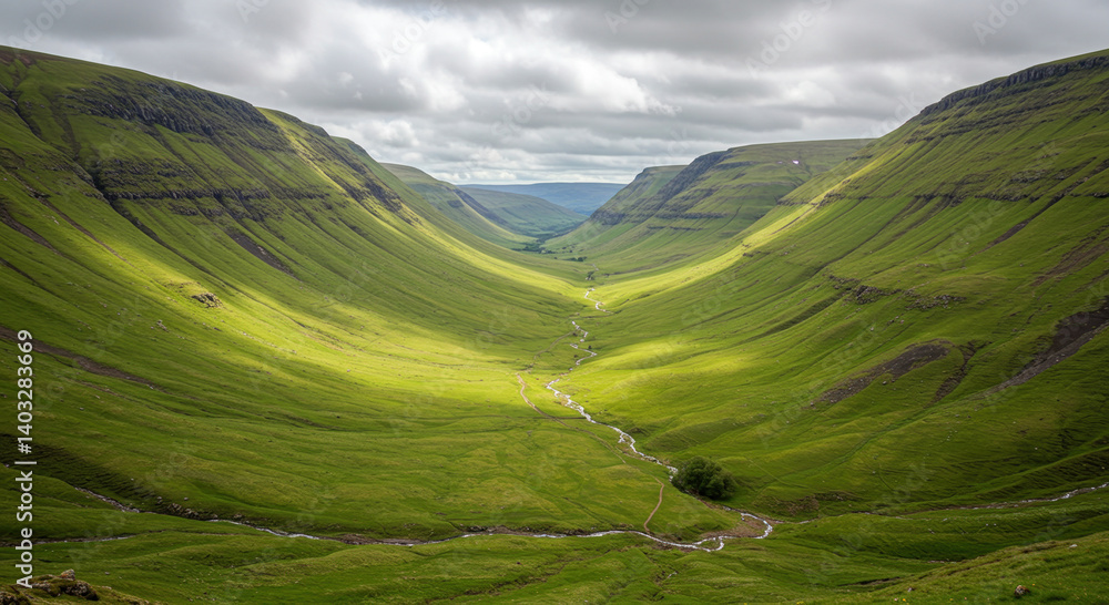 Fototapeta premium Lush Green Valley Landscape