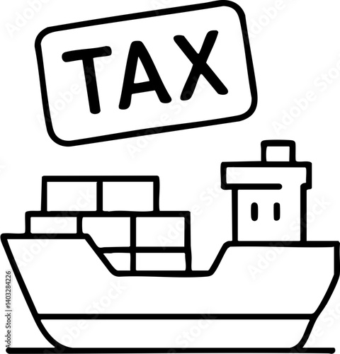 Import Tariffs trade impact concept. Shipping container with tax label illustration.