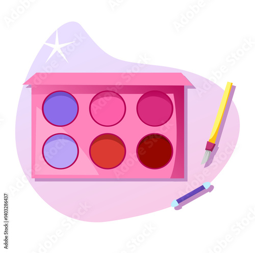 brush and palette eye shadow or blush on