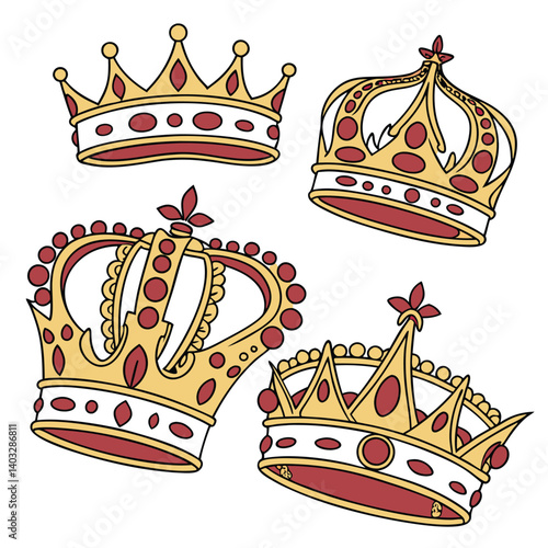 Set king crowns icon on white background vector image (18).eps