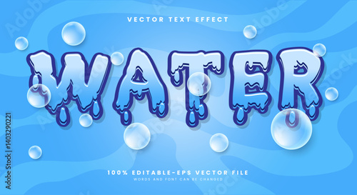 Water 3d editable text effect Template Suitable for Bubble Style Theme