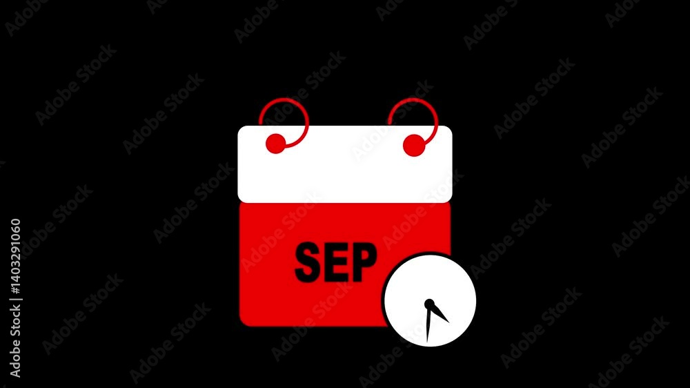 Calendar September Animation Vidéo Stock September month calendar symbol icon animation. Simple ...