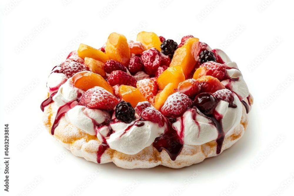 Delicious Pavlova Cake with Mixed Fruits and Whipped Cream Topping Delicious Pavlova Cake with Mixed Fruits and Whipped Cream Topping