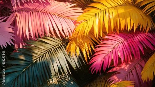 Vibrant Tropical Palm Leaves in Sunshine