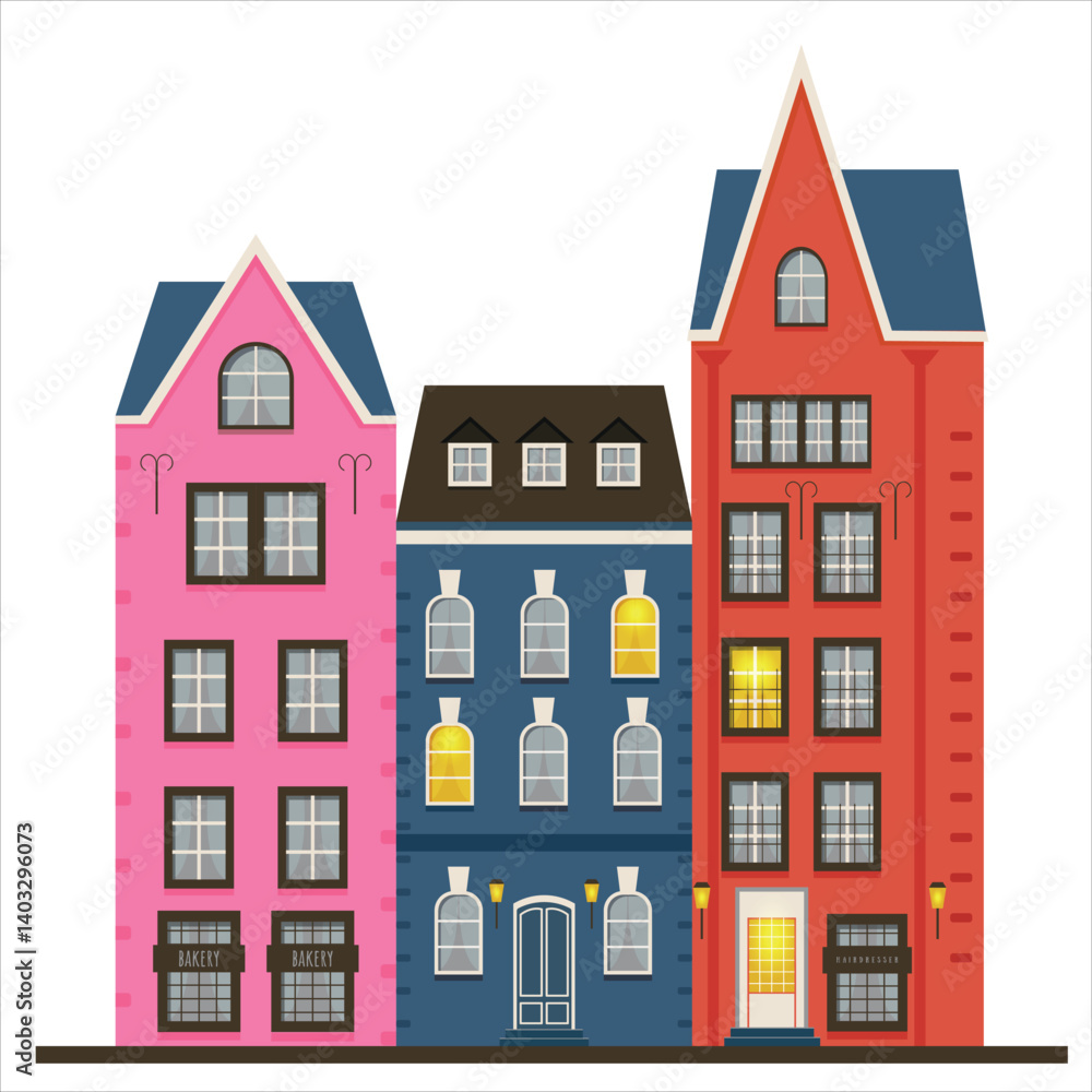 Fototapeta premium Scandinavian style houses. Vector image