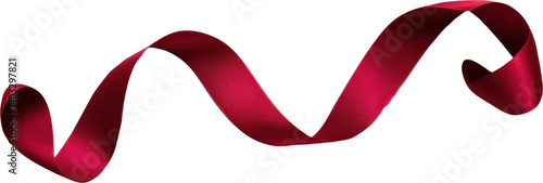 Burgundy ribbon swirled on transparent background