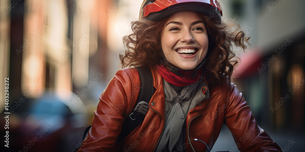 Fototapeta premium Smiling cyclist on the move...