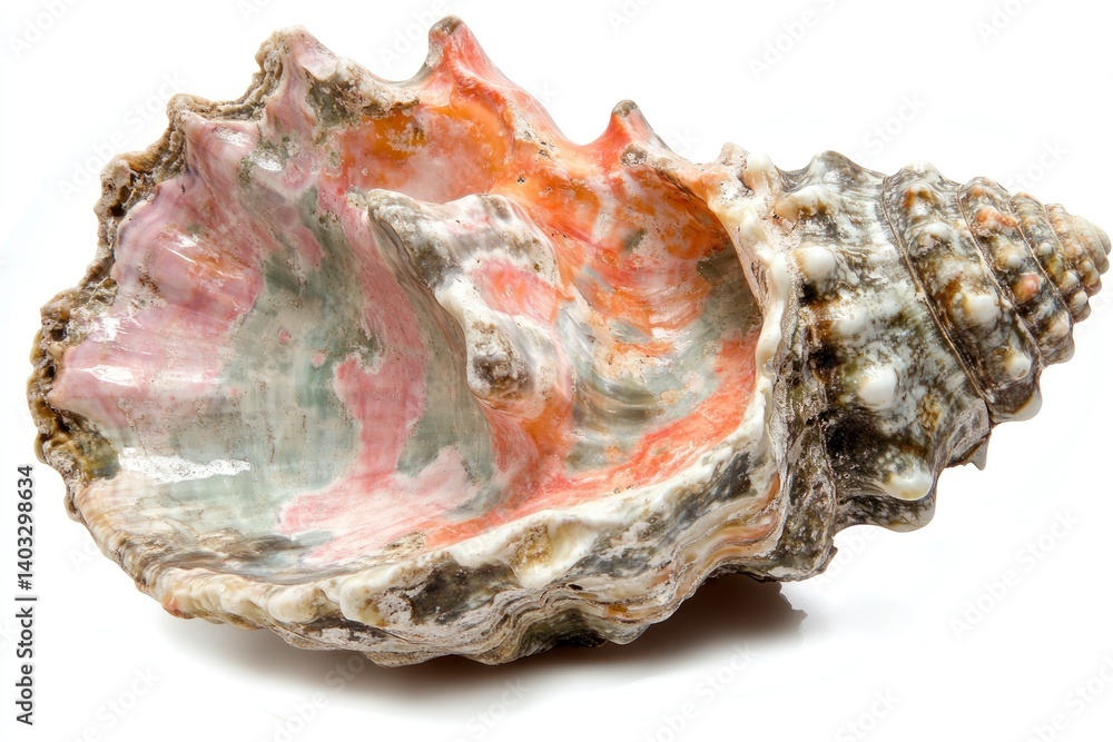 Intricate Conch Shell Close-up with Pink Orange and Gray Tones Intricate Conch Shell Close-up with Pink Orange and Gray Tones