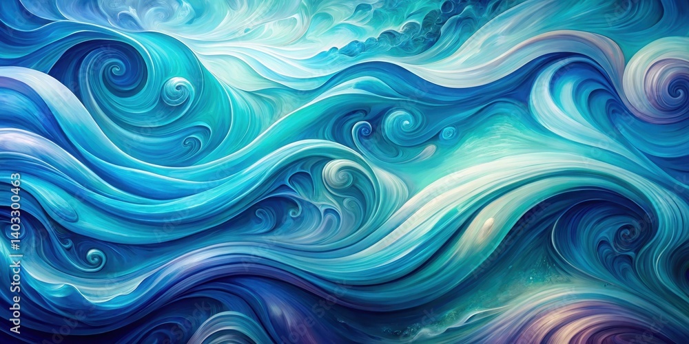 Obraz premium Oceanic swirls of indigo and turquoise hues blending into an abstract gradient