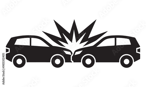 Crash Icon, Car Crash Impact Symbol Vector